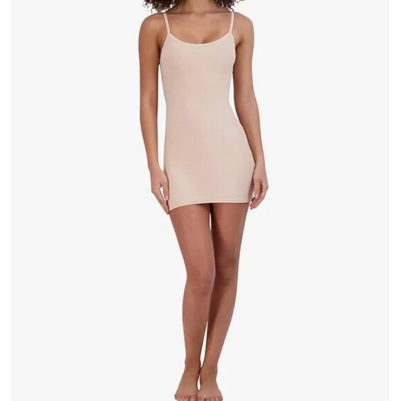 Steve Madden Women's Embossed Stretch Micro Slip Dress Size L Rose Dust